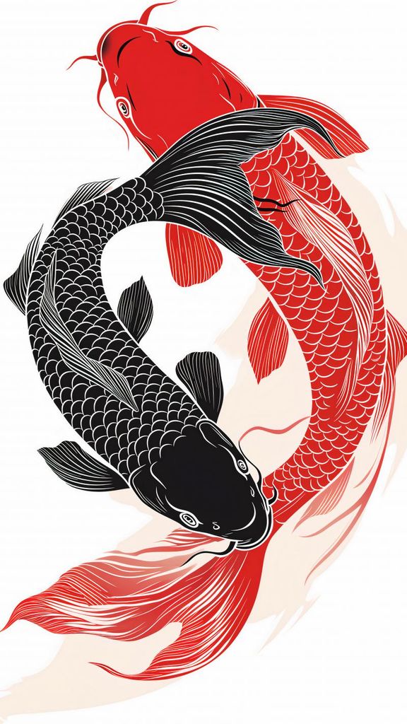 Plakat 50x100cm Yin und Yang Koi
