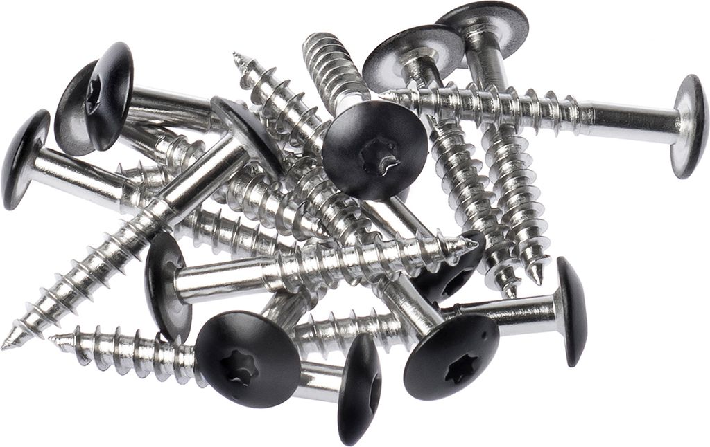 HPL- Schrauben, Fassadenschraube, Edelstahlschraube mit Kopflackierung | VIELE FARBEN | Faserzement, Holzpaneele, Alu Verbund (Schwarz (RAL 9005), ...