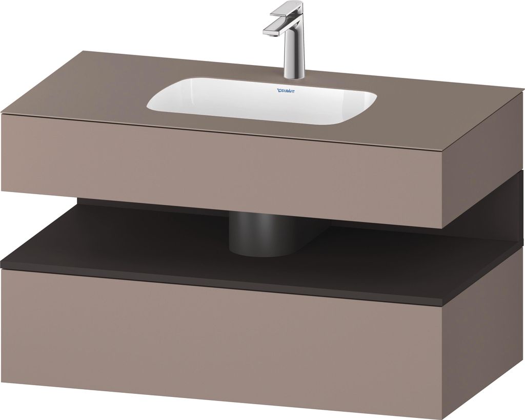 Duravit Qatego Einbauwaschtisch mit Konsolenwaschtischunterbau, 1000x550x600mm, Nische Graphit Supermatt, QA4786080430000