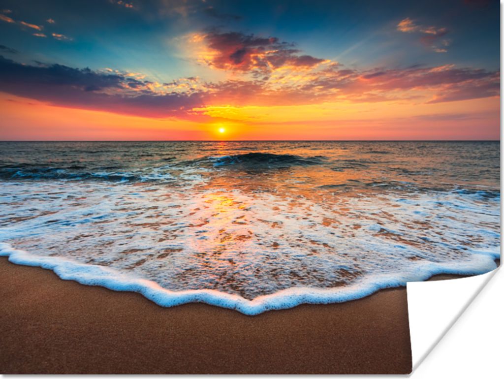 MuchoWow Poster Strand - Meer - Sonnenuntergang 160x120 cm - Foto Plakat
