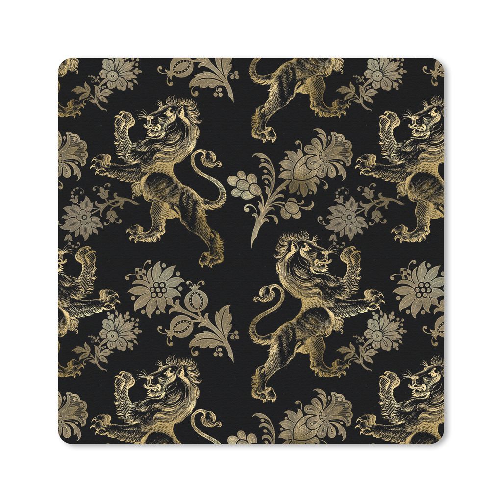 MuchoWow Mauspad Mousepad Muster - Drache - Gold 20x20 cm - Mousepads - Maus Mat - Pad - Mausunterlage - Desk Mat - Bureauartikeln