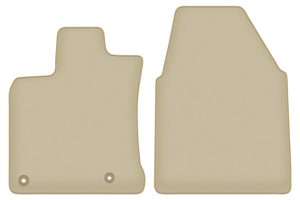 Velours-Fußmatten Vorne PREMIUM beige passend für Nissan Qashqai +2 (2007-2013, Crossover) – mit Befestigungen – passgenau