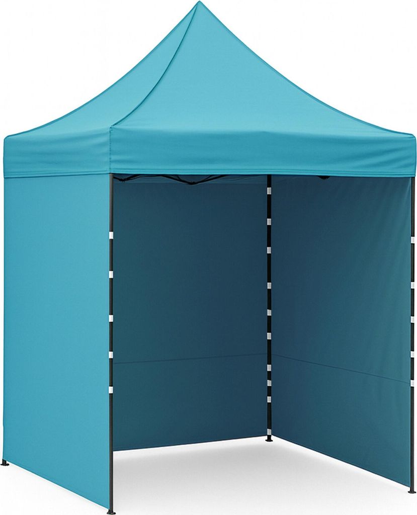 A standalone teal pop-up tent.
