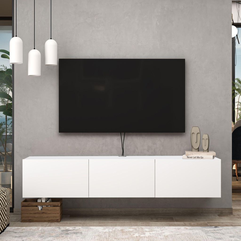 Brandloop Taş TV-Lowboard hängend 160 cm, 3 Klappen, Weiß Produktbild 