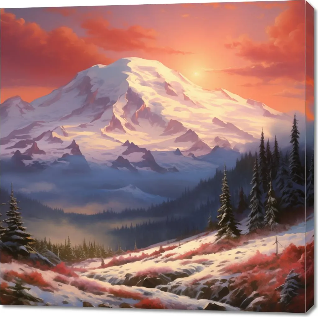 Quadro Moderno Aurora 100x100 - Cime della Montagna - Wall Art Trendy