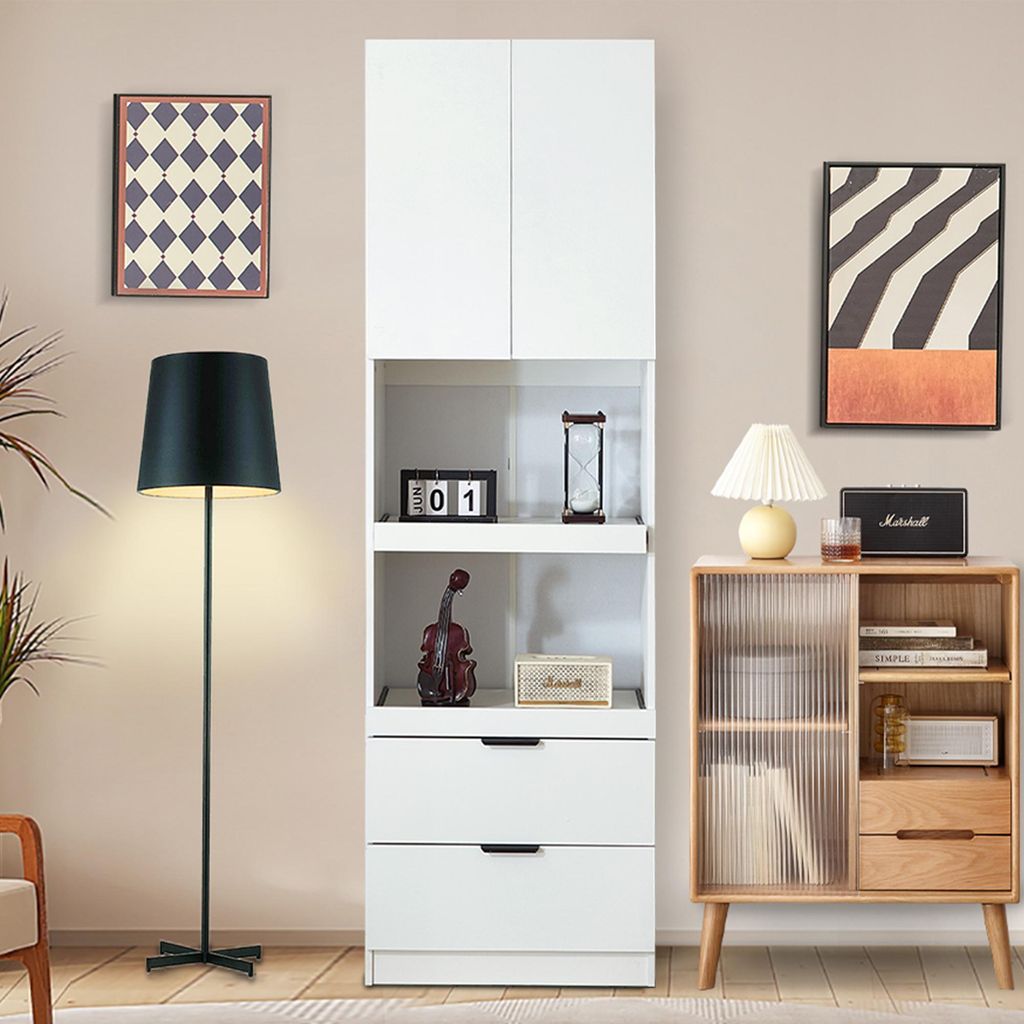 Fortuna Lai 200cm hohe Küchenschränke, Lagerschränke, Türen, Schubladen, Mikrowellenregale, Hochschränke mit Kippschutz, Sideboards freistehen...