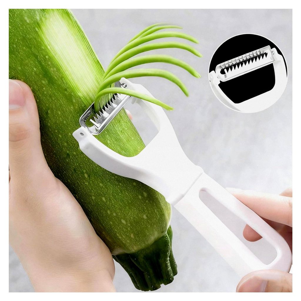 2 Stück Julienneschneider, Gemüseschäler für Streifen und Spiralen, Edelstahl Karottenschäler, Zucchini Spaghetti Schneider