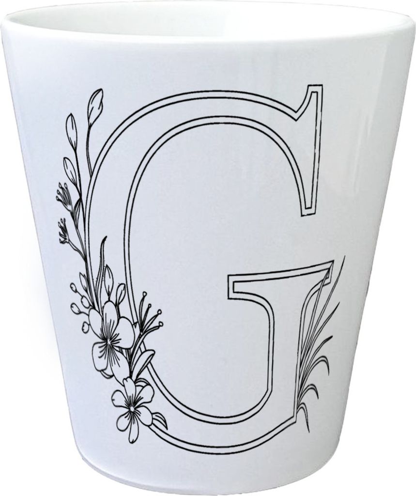 Floral Buchstabe G Blumentopf zum Ausmalen für Kunstliebhaber