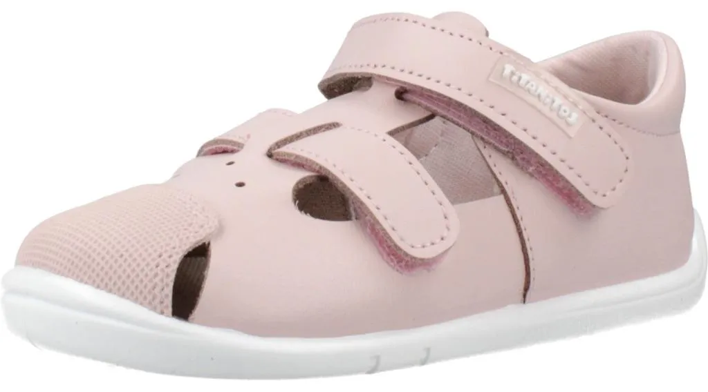 Titanitos Ricardo L500 Rose - Sandales Fille en Cuir Souple Lavable