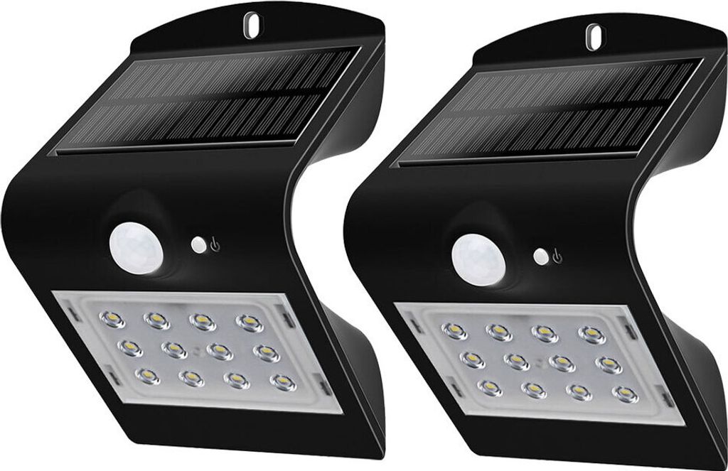 2er Set LED Wandleuchte, IP44, neutralweiß, Bewegungsmelder