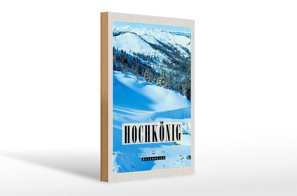 Holzschild Reise 20x30cm Hochkönig Skipiste Winter Schnee