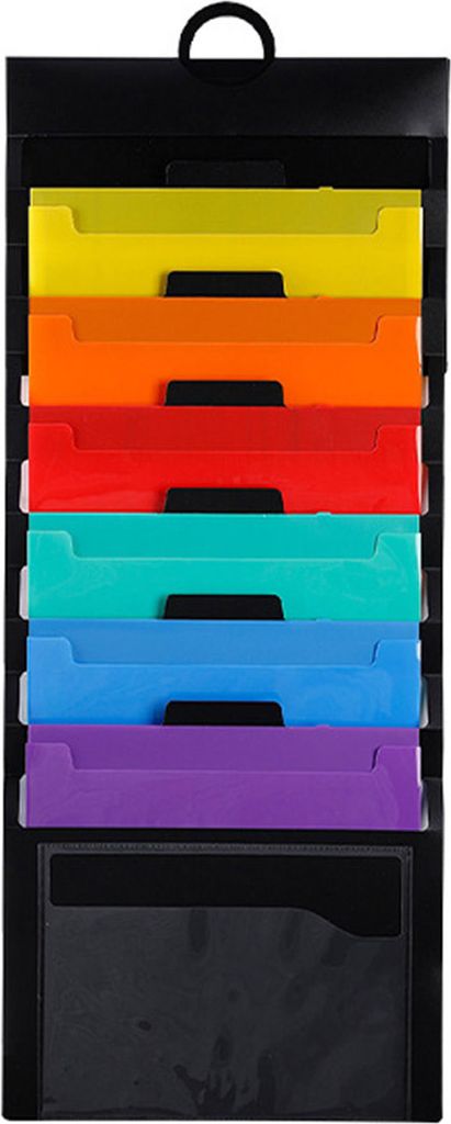 Hängender Organizer für Aktenordner mit 6 großen Taschen. Tragbarer, faltbarer, platzsparender Aktenhalter für die Wand. Dokumentenhalter in Re...
