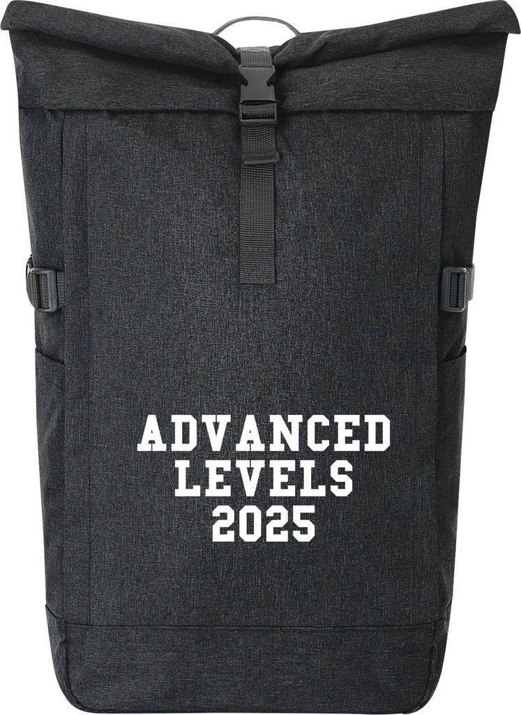 Huuraa Kurierrucksack Advanced Levels 2025 Abschluss Großbritannien 30-44 Liter Black Melange Fairtrade Rolltop Rucksack Geschenkidee