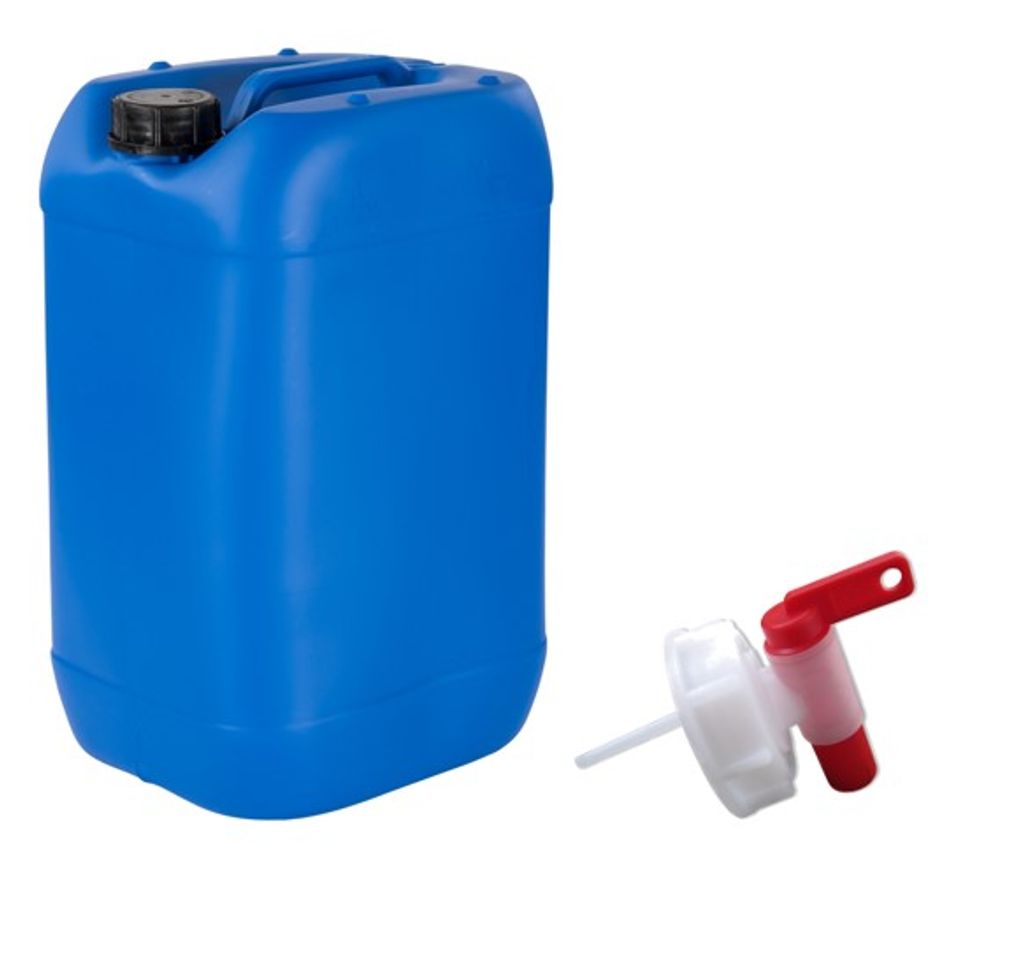 Kunststoff Kanister blau 5 Liter UN stapelbar mit Auslaufhahn DIN 51