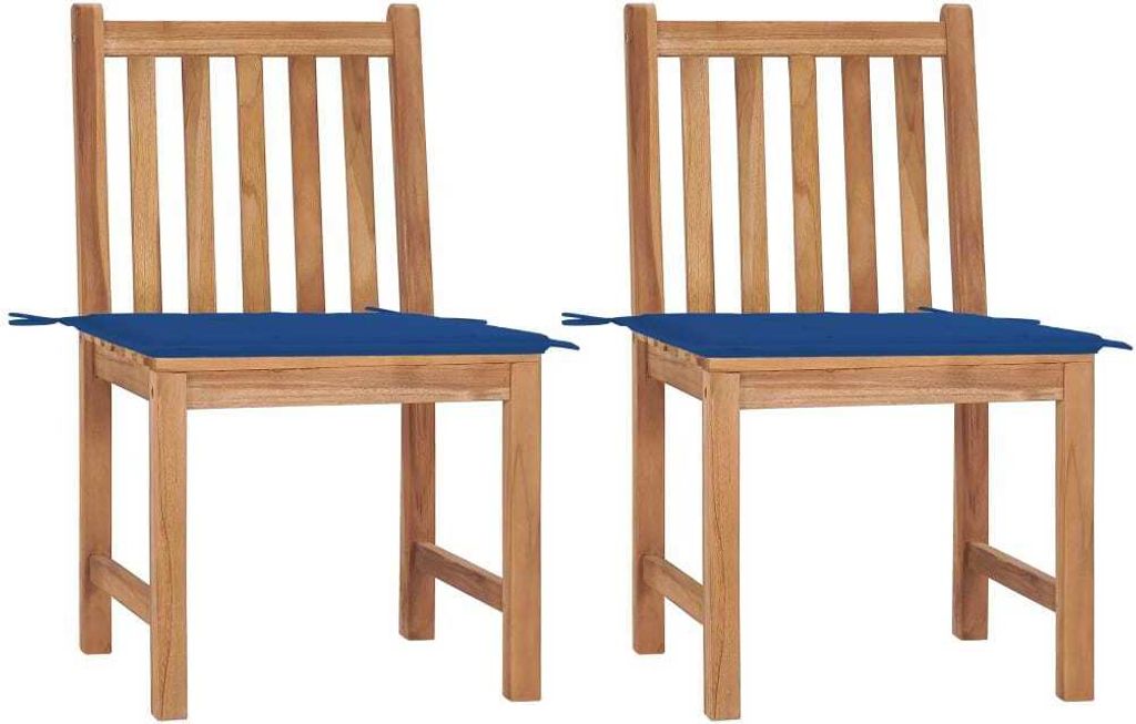 Gartenstühle 2 Stk. mit Kissen Massivholz Teak