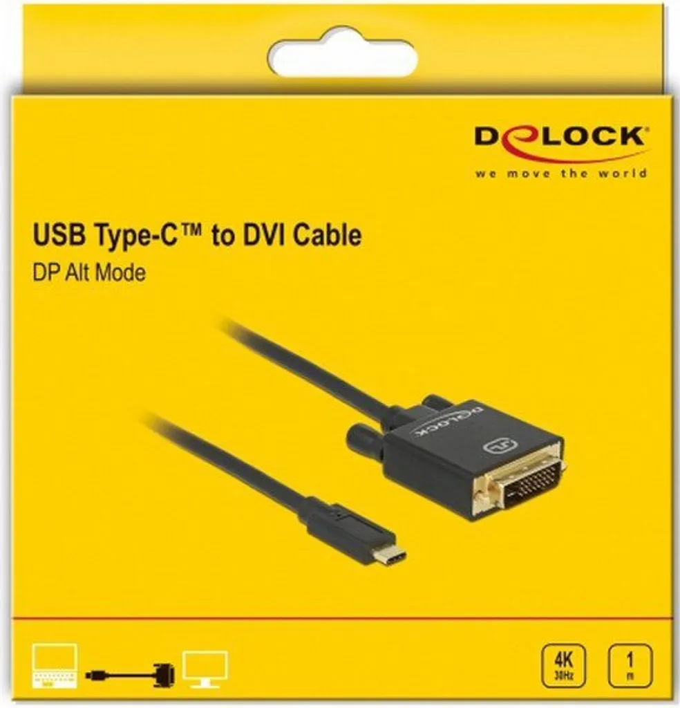 Câble vidéo USB type C vers DVI compatible 4K UHD 30Hz noir 1m - 8