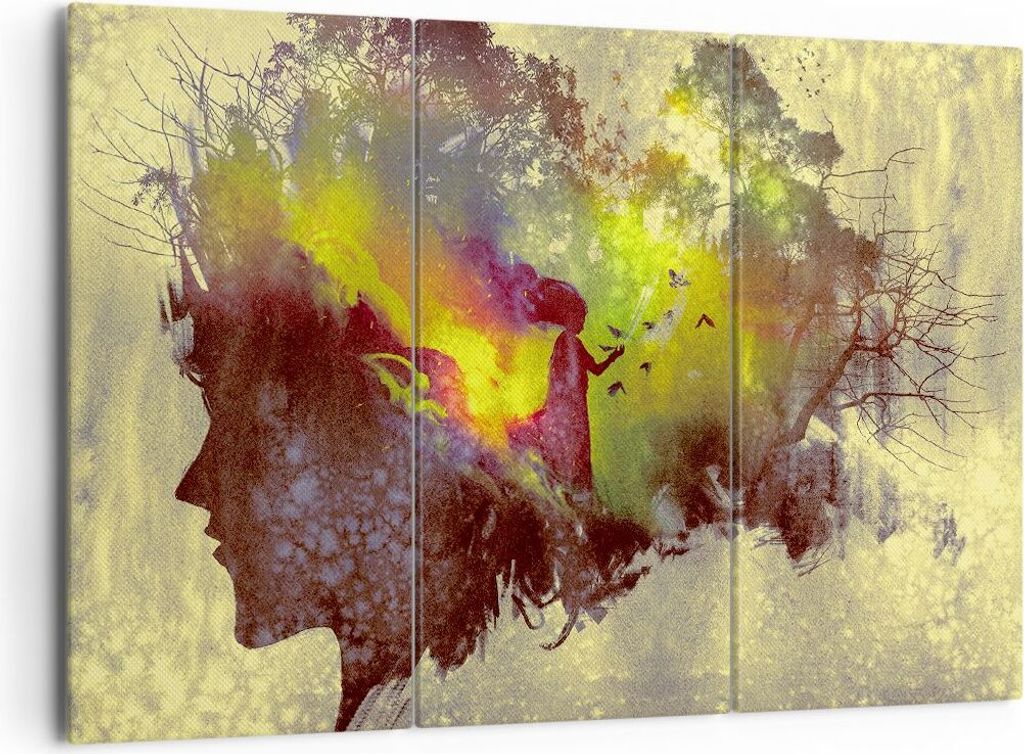 Bild auf Leinwand - Leinwandbild - Gesicht Grafik Abbildung Mädchen - 165x110cm - Wand Bild - Wanddeko - Leinwanddruck - Bilder - Kunstdruck - Lei...