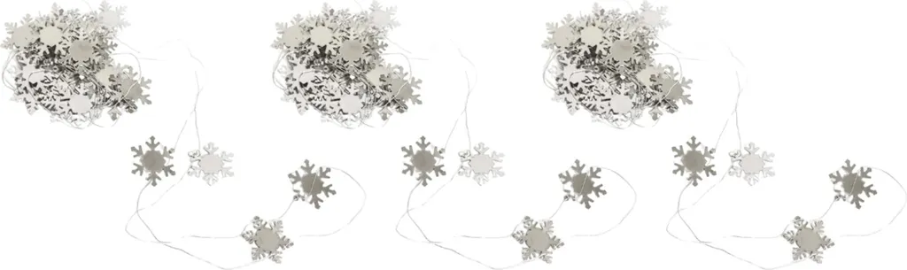 Décoration de Sapin : Lot 3 Chaînes Flocons Argent 2m pour Intérieur
