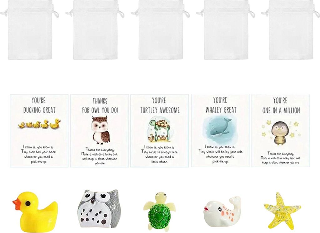 Mitarbeiter-Anerkennungsgeschenke in großen Mengen für Kollegen, Dankeschön-Geschenkset mit inspirierenden Notizkarten und Harztieren für ehren...