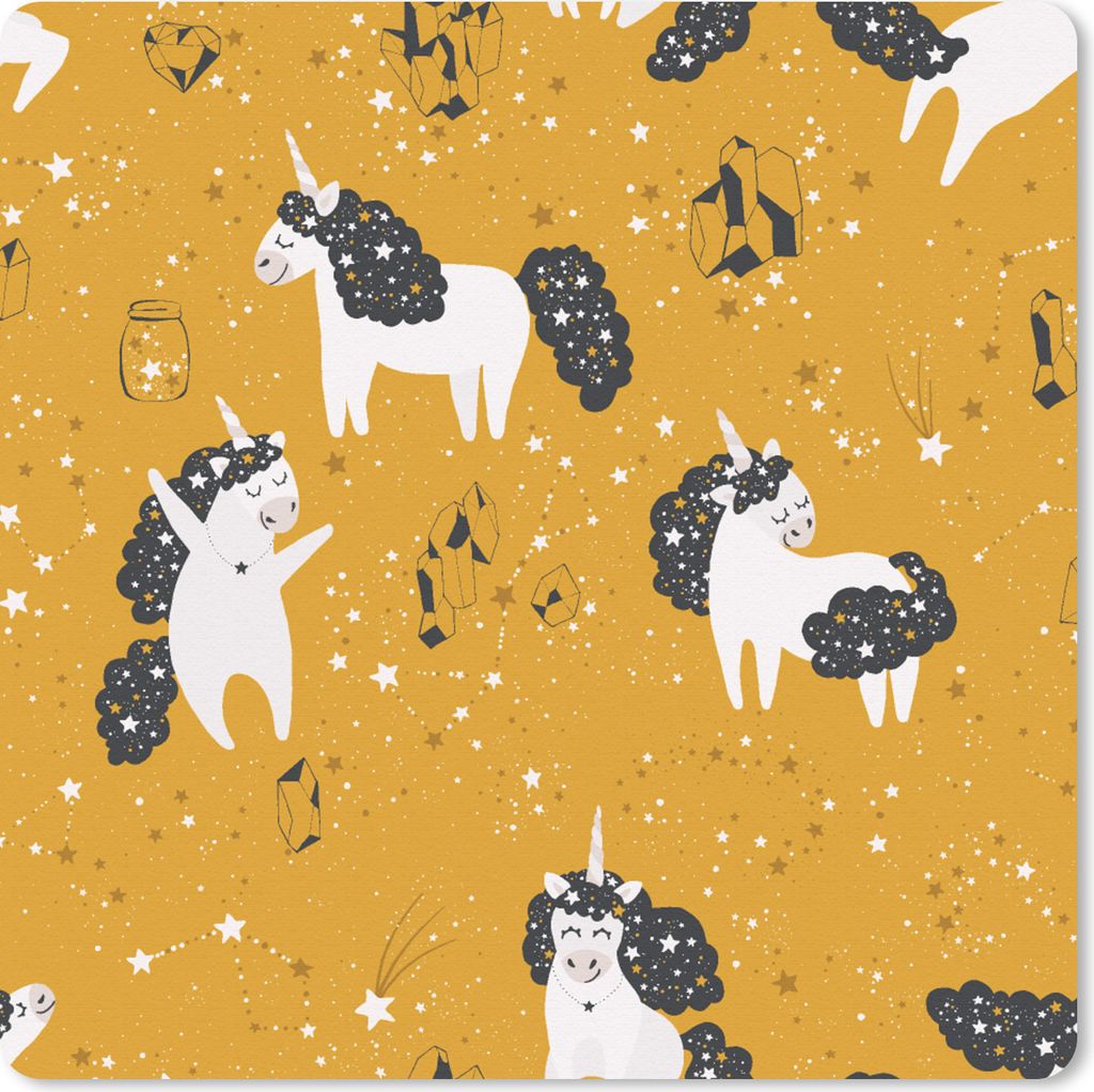 MuchoWow Mauspad Mousepad Mädchen - Einhorn - Sterne - Muster - Mädchen - Kinder - Kinder - Kind 30x30 cm - Mousepads - Maus Mat - Pad - Mausun...