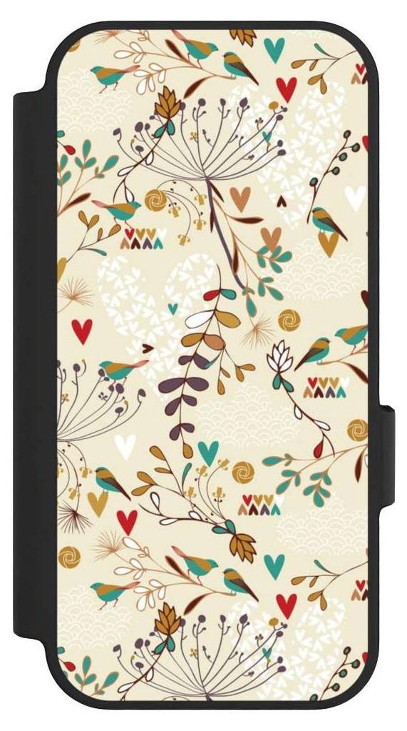 NIVOCASE Klapphülle für Google Pixel 10 Handyhülle aus Kunst Leder NIVOflip schwarz Blumen Retro Vogel