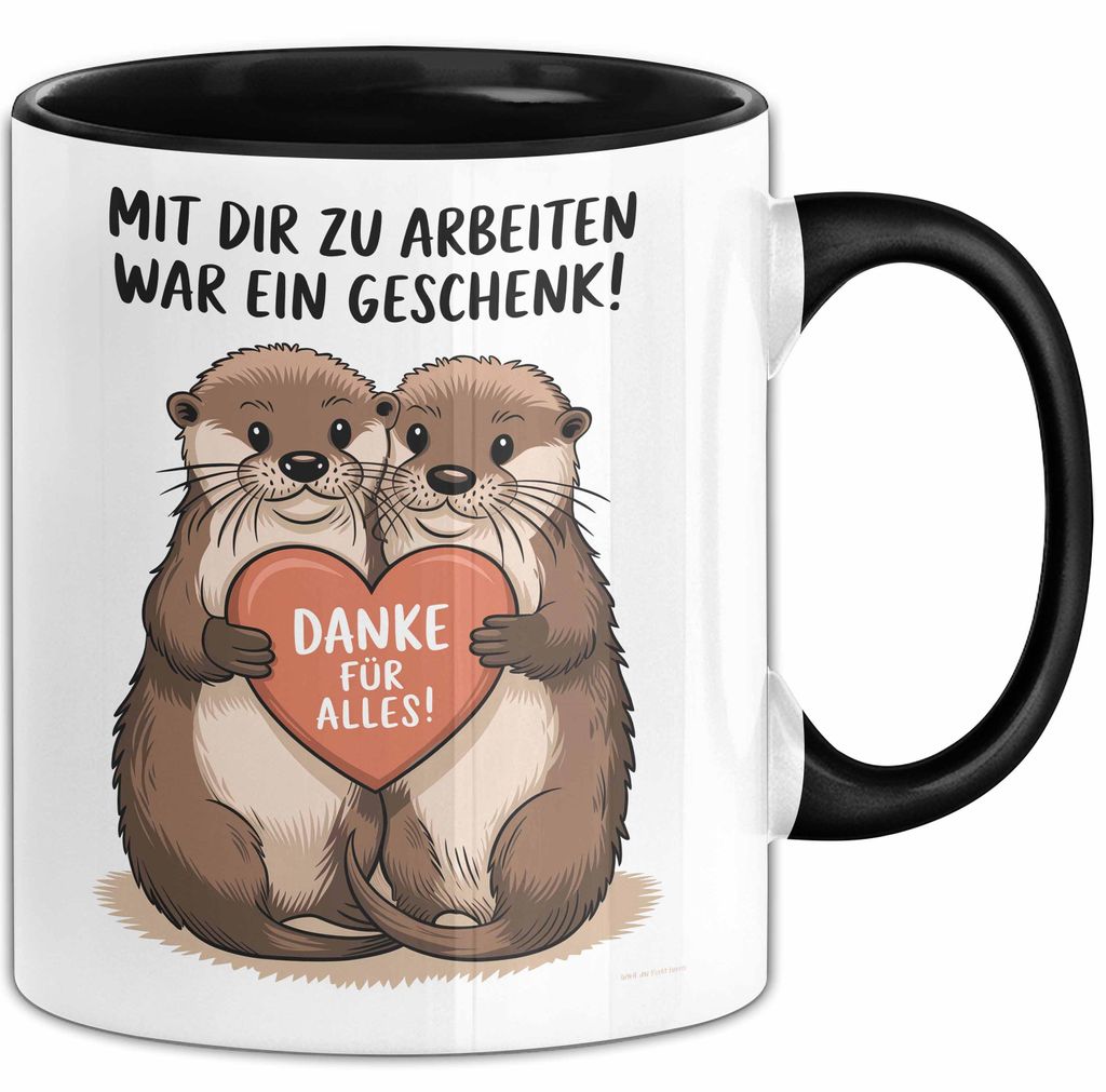 Büroarbeit Kollege Abschied Tasse Geschenk Lustige Geschenkidee Spruch Mit Dir Zu Arbeiten War Ein Geschenk Danke Für Alles (Schwarz)