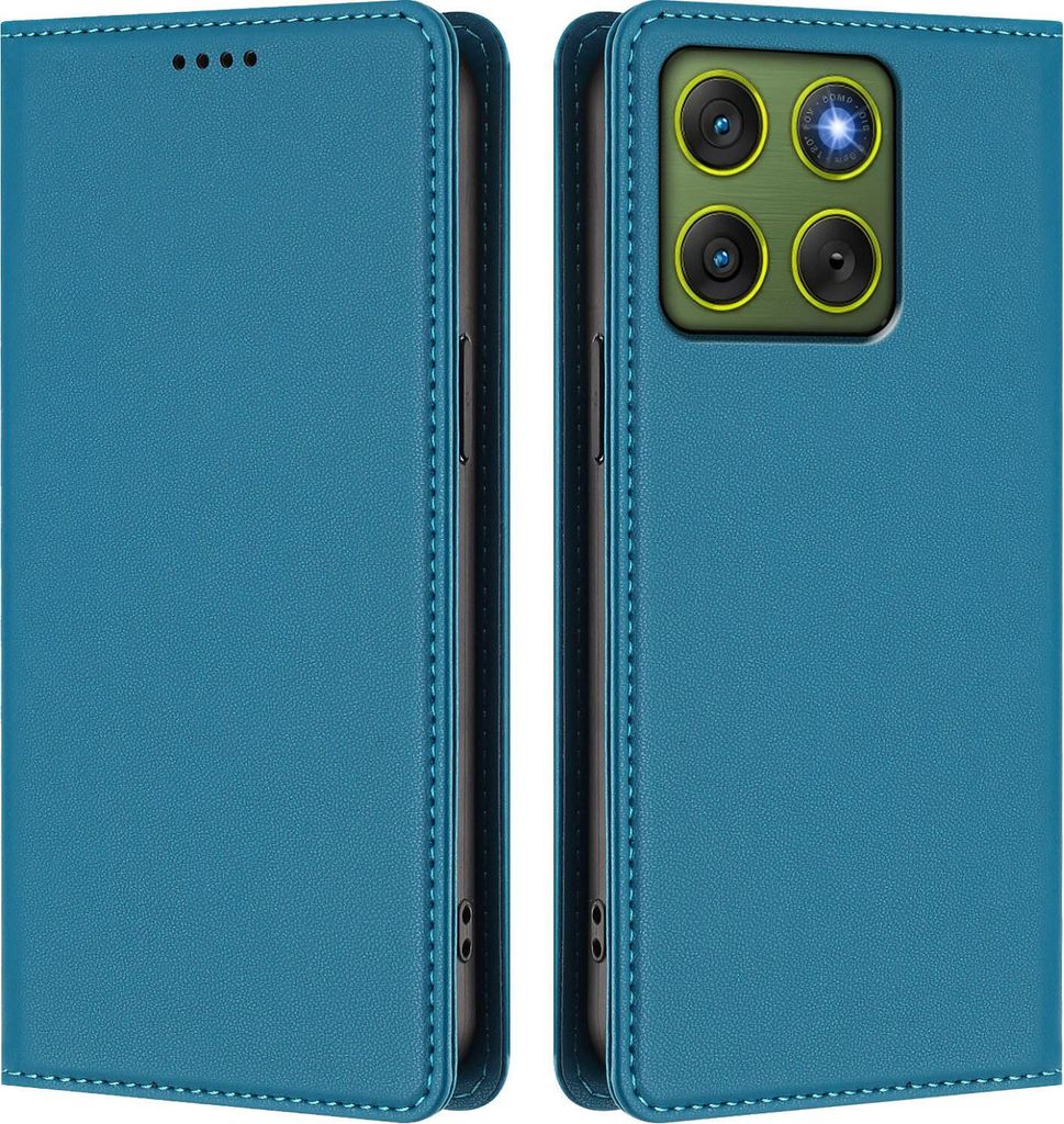 Handyhülle für Motorola Edge 70, Kunstleder Klapphülle Stoßfeste Magnetische Hülle mit Ständer Blau