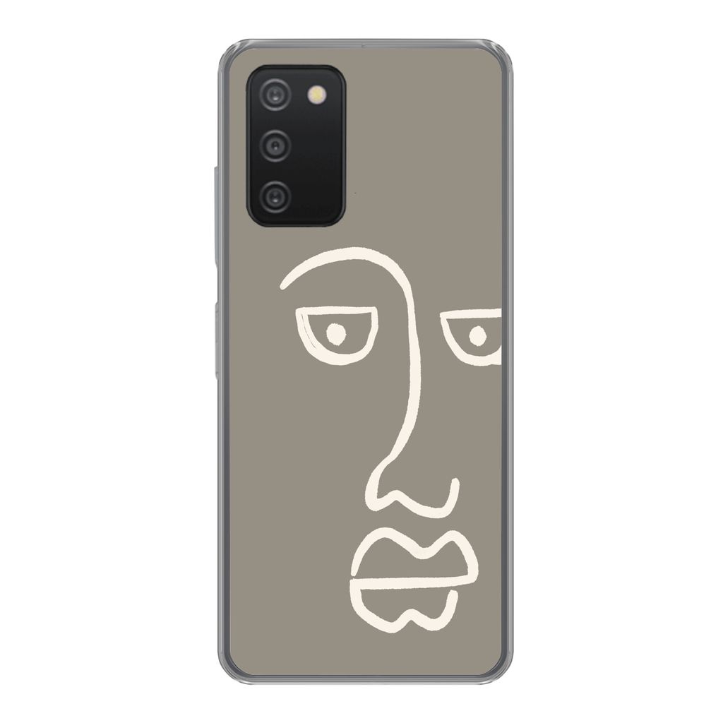 MuchoWow Handyhülle Schutzhülle Hülle für Samsung Galaxy A53 5G Gesicht - Abstrakt - Strichzeichnung Silikon Softcase Handy Hülle - Schutzab...
