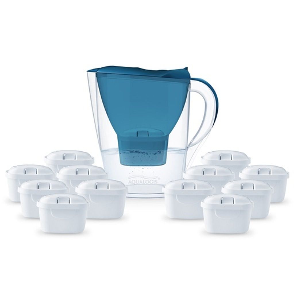 Aqualogis Wasserfilterkanne + 12 Brita-Filter