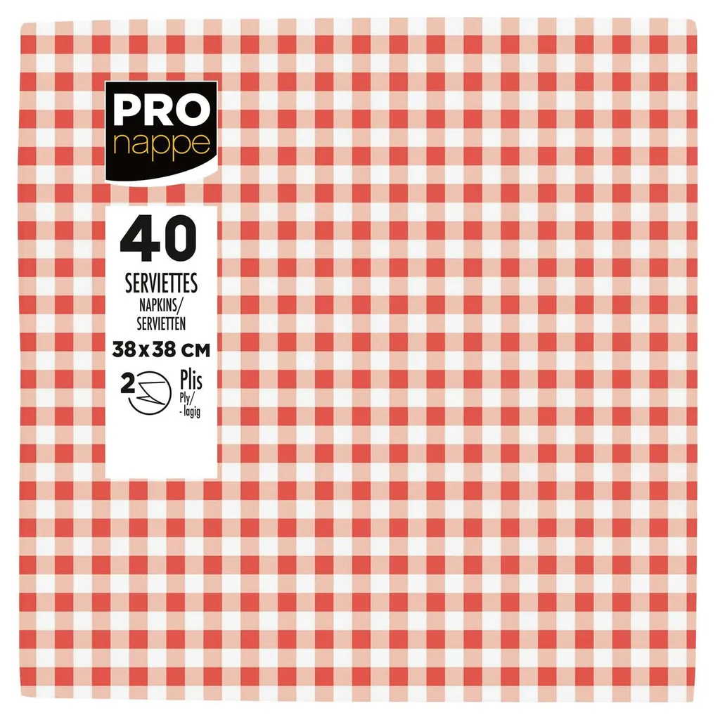 Serviettes en ouate Pronappe Vichy rouge 2 plis 38x40 cm SV623898I