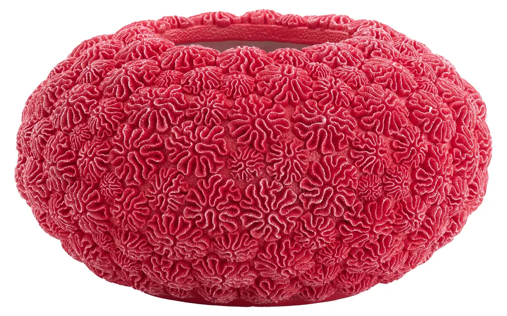 Vase Coral rouge en céramique Ø47,5x25,5 cm - Design corail sculpté
