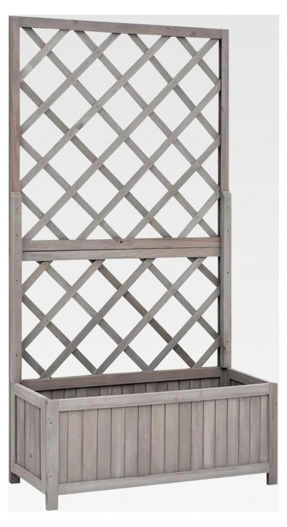 Garten-Spalier mit Blumenkasten, Pflanzkübel und Rankgitter, Grau 70x30x135 cm Tannenholz