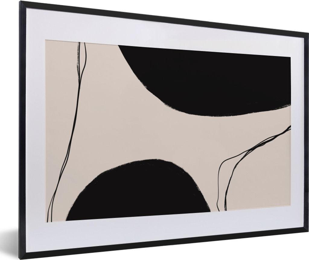 MuchoWow Gerahmtes Poster Pastell - Schwarz - Minimalismus 60x40 cm - Poster mit Schwarzem Bilderrahmen Wandposter Rahmen Foto Bilder - Schlafzim...