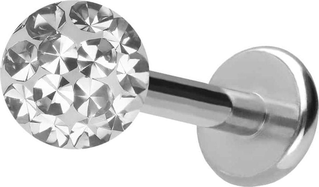 Ohrpiercing, Nasenpiercing Titan Labret mit Push Fit EPOXY-KUGEL Silber Stablänge: 9mm + Stabstärke: 1,2mm + Kugelgröße: 4mm