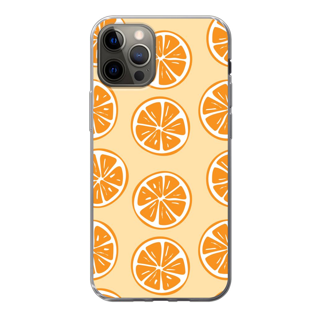 MuchoWow Handyhülle Schutzhülle Hülle für iPhone 13 Pro Obst - Orange - Tropisch Silikon Softcase Handy Hülle - Handy-Tasche