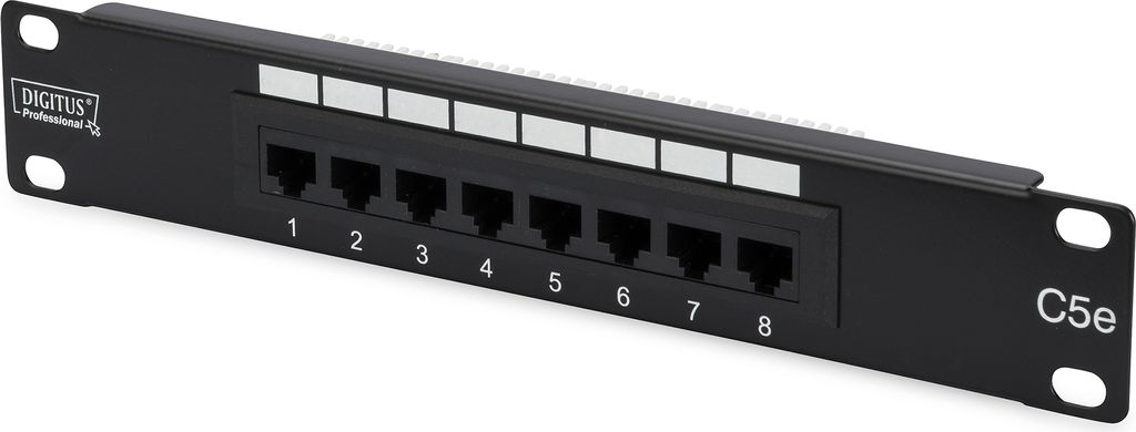DIGITUS 10" Patch Panel Kat.5e Klasse D 8 x RJ45 1 HE