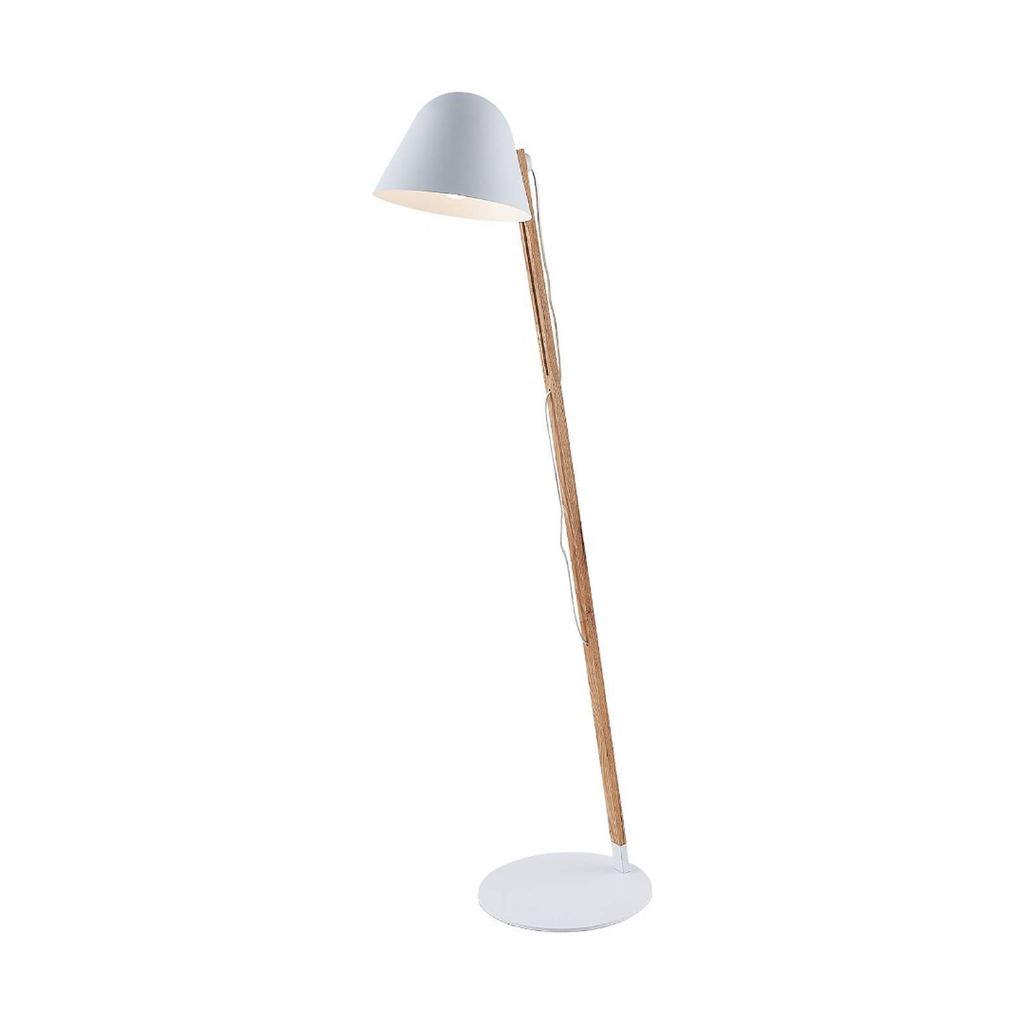 Lindby Tetja Stehlampe mit Holzstange, weiß