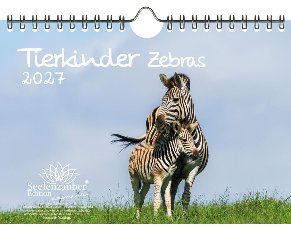 Tierkinder Zebras DIN A5 Kalender für 2027 Zebra - Seelenzauber