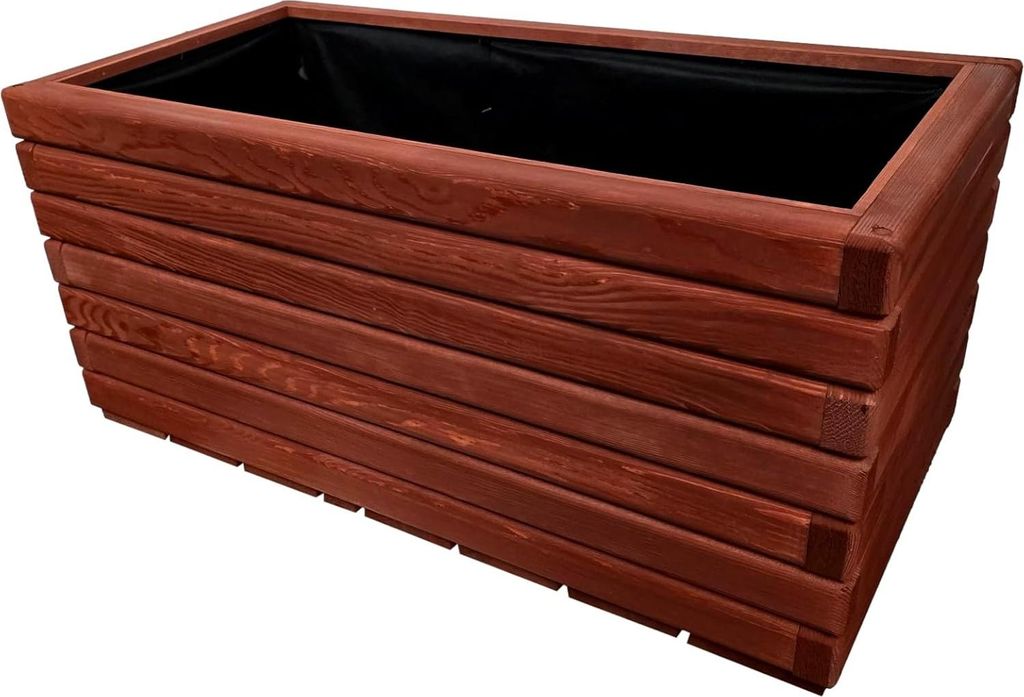 HolzGarden Pflanzkübel Holz Rechteckig 80x40x40 cm Imprägniert Farbe Rot Wetterfest Blumenkasten Blumentopf Balkon Garten Pflanzkasten 88l