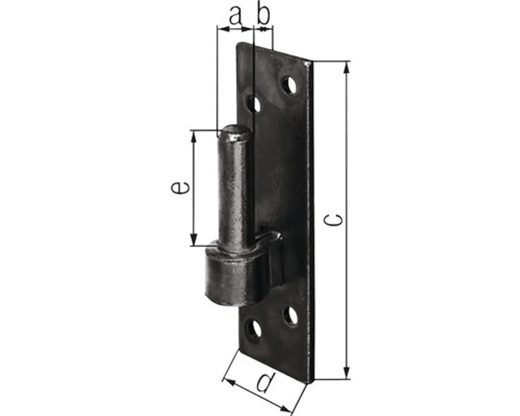 Gond de Porte Noir ø14mm Alberts en Acier Renforcé avec Platine de Fixation