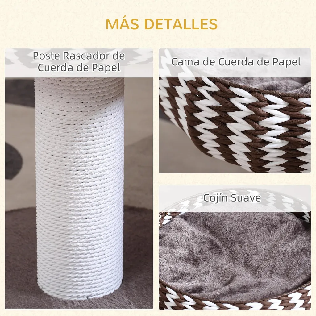 Arbre à chat 4 niveaux pour appartement, zone de repos et de griffage