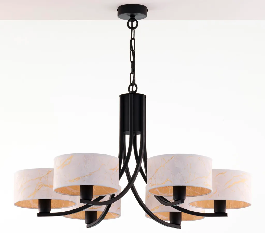 Lustre métal doré et noir ARTHUR - Éclairage 6 bras E27 par Jupiter
