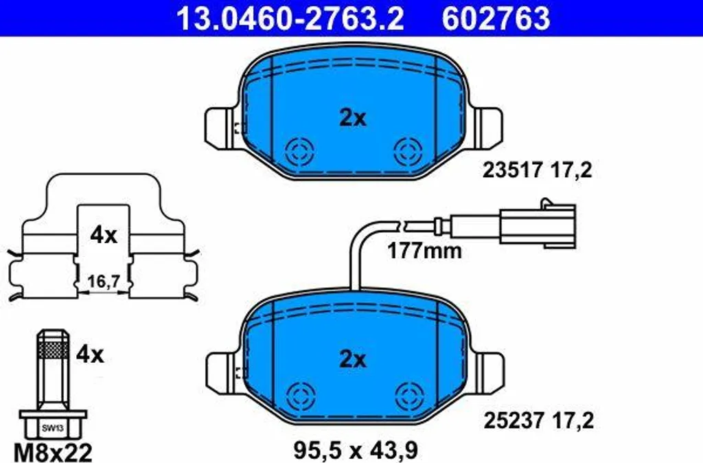 Plaquettes de Frein ATE 13.0460-2763.2 pour Freins à Disque Mito