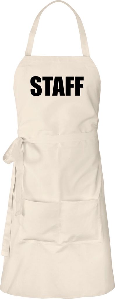 Huuraa Schürze Staff Schriftzug Natur mit Taschen Baumwolle Kochschürze Geschenkidee