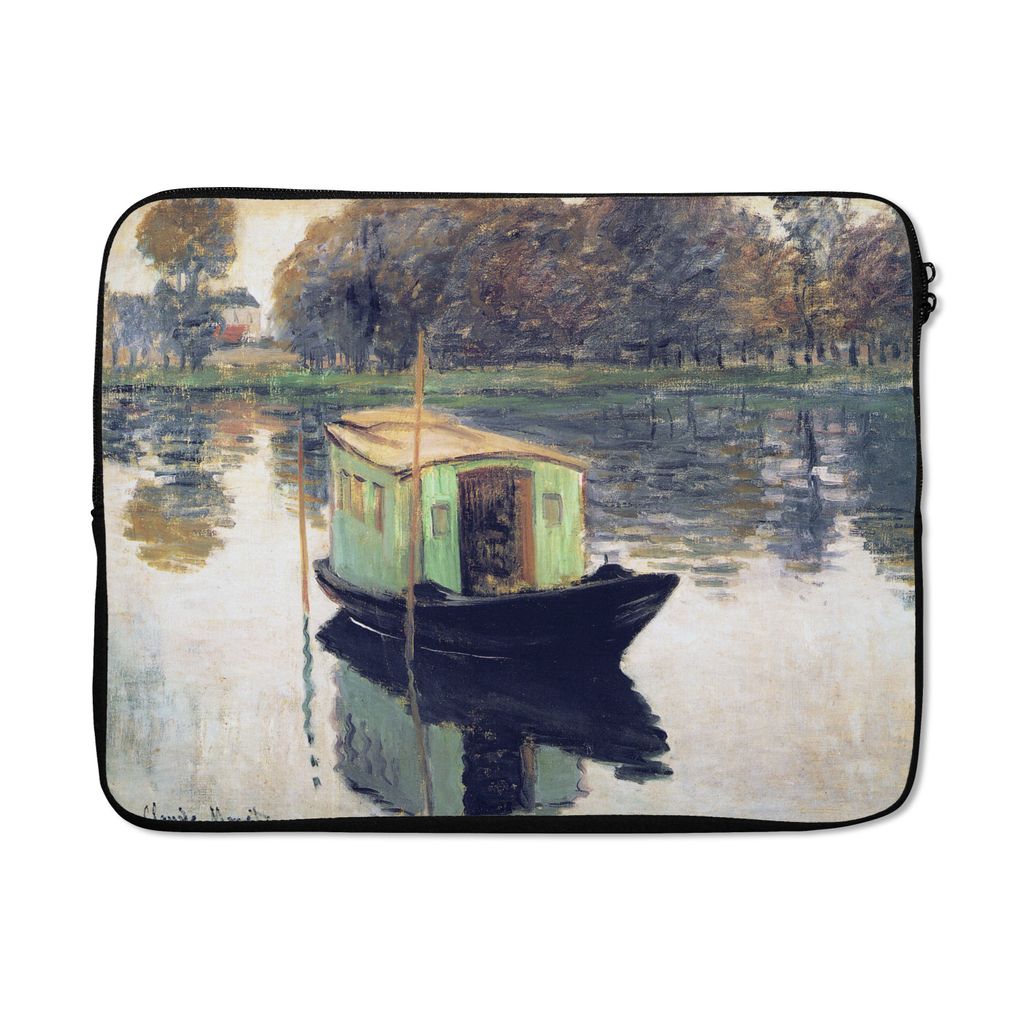 MuchoWow Laptop Hülle 17 Zoll Laptoptasche Das Atelierboot - Gemälde von Claude Monet - Zipper - Schutzabdeckung