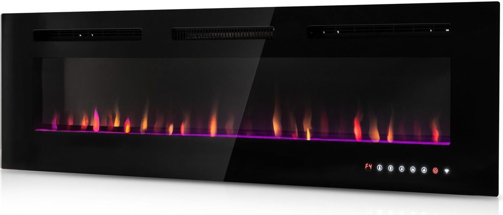 Termofol Elektrokamin - Kamin Elektrisch - Elektrokamin mit Heizung und Kaminfeuer - Schwarz - 152,4 cm