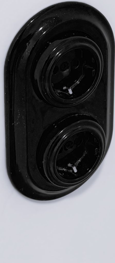 Unterputz Porzellan Doppeltaster PR1 Schwarz - Retro Schalter Serie