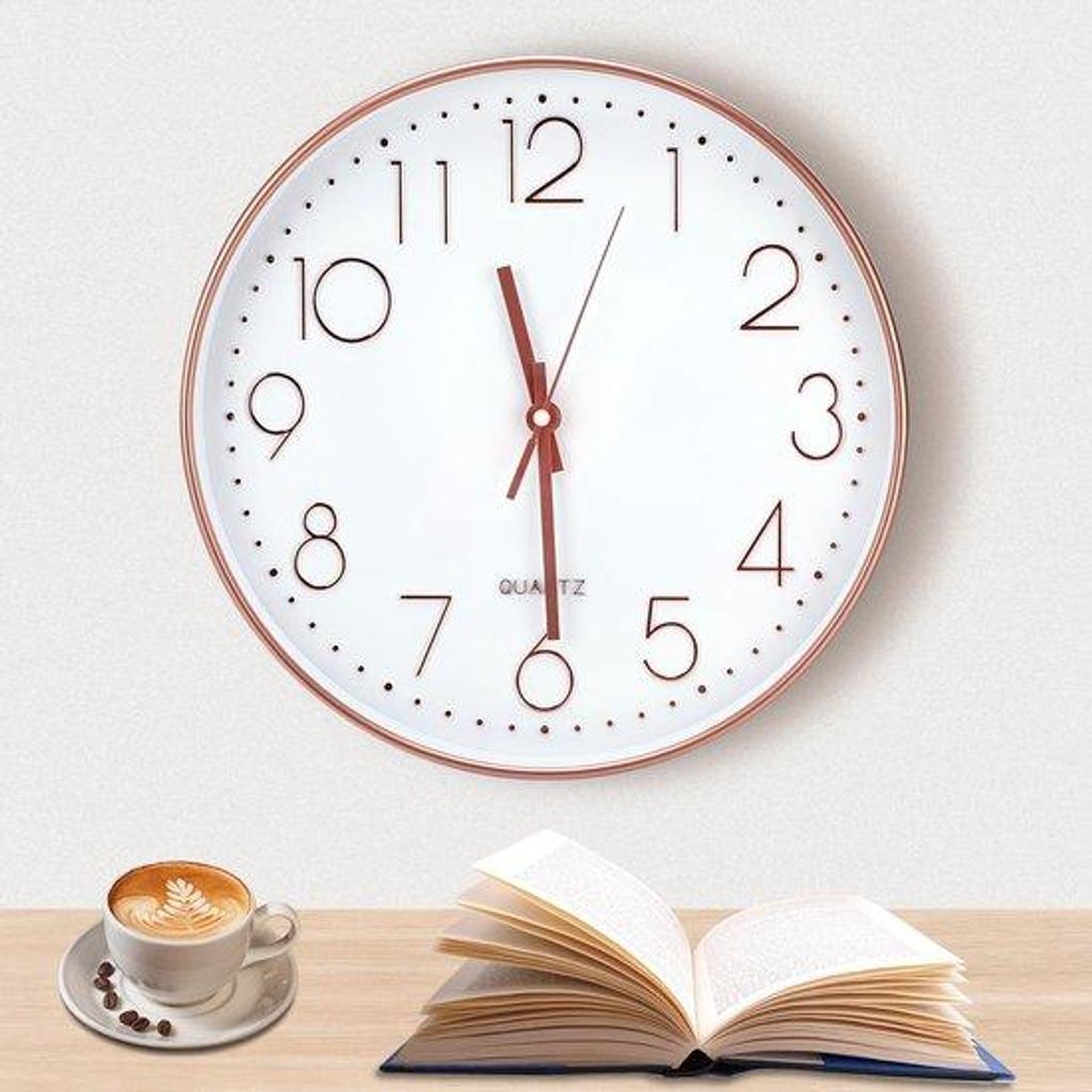 Runde Quarz-Uhr 30 cm rosa für Büro oder Küche