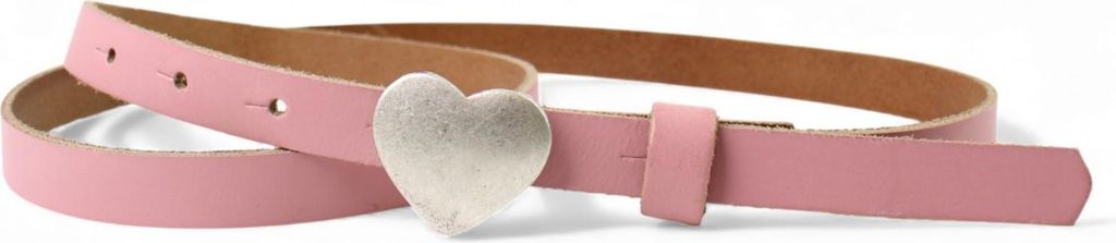 FRONHOFER süßer Kindergürtel mit silberner Herz Schnalle, plastikfrei, 1,5 cm schmal