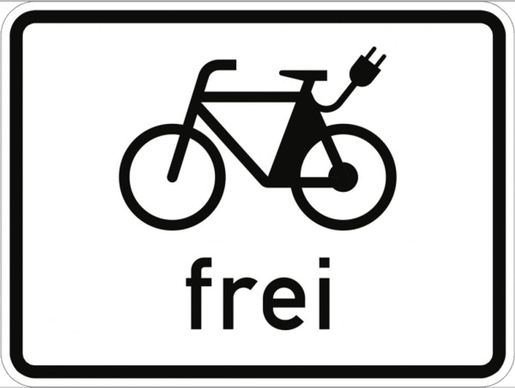 Verkehrsschild VZ1022-13, E-Bikes frei, Alu, RA1, 420x315 mm